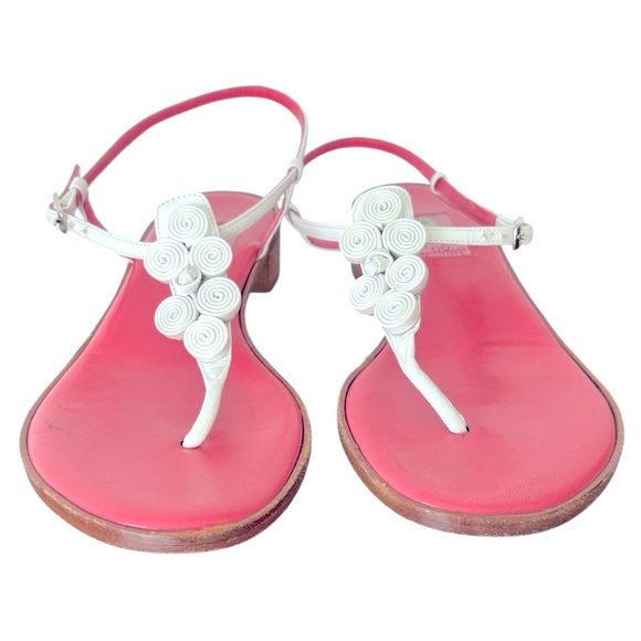 LILLY PULITZER Leather Thong Sandal Coiled Leather Detail Resort White Size 10 - Picture 4 of 9